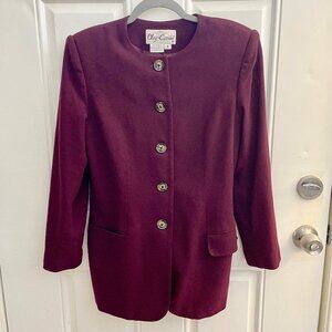 Oleg Cassini Vintage Blazer Size 8 Classic Workwear Careers Wool Oxblood